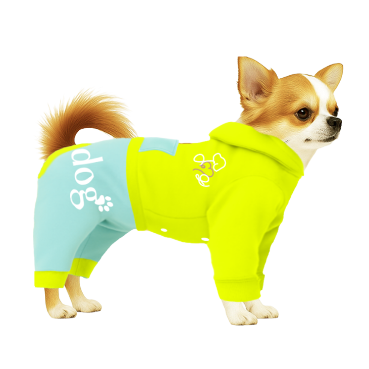 【フードタイプ】スウェット生地-イエロー×ライトブルー