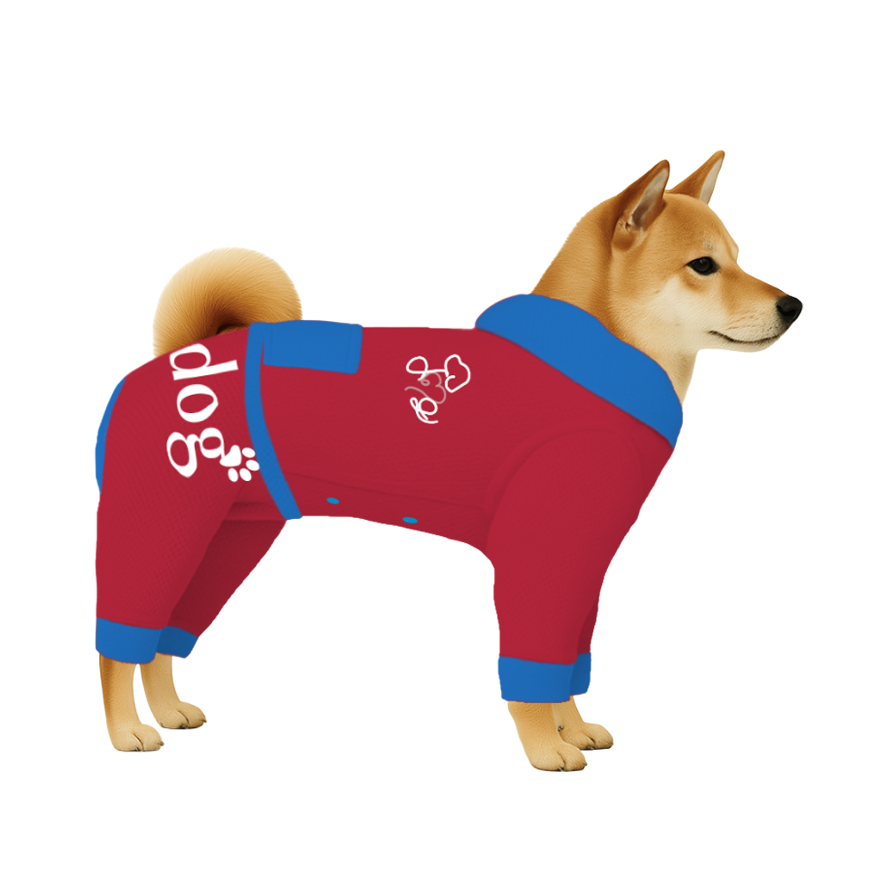 【フードタイプ】遮熱生地-レッド×ブルー