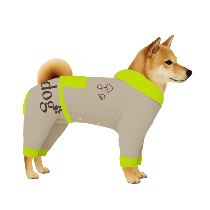 【フードタイプ】遮熱生地-ベージュ×蛍光イエロー