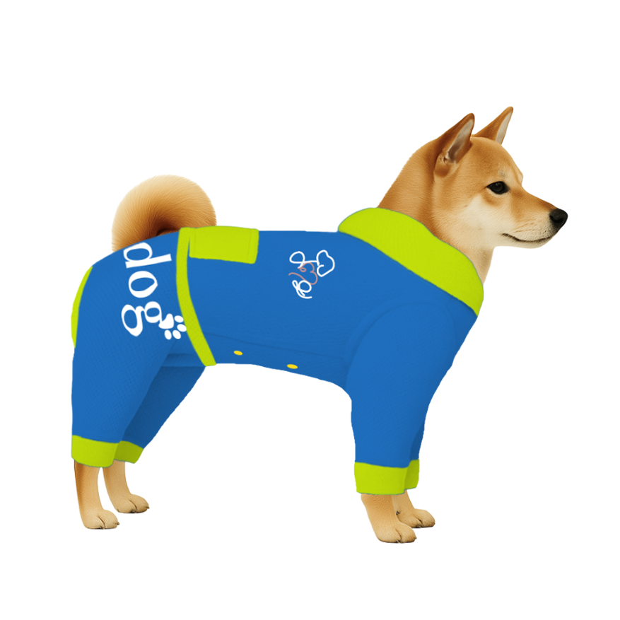 【フードタイプ】遮熱生地-ブルー×蛍光イエロー