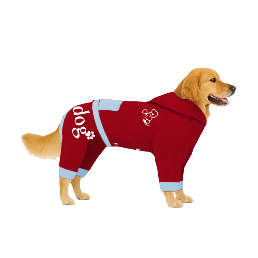 【フードタイプ】防汚生地-レッド×ベビーブルー