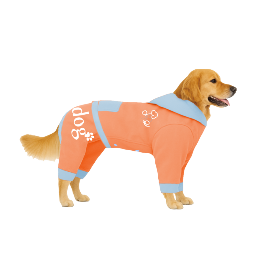 【フードタイプ】防汚生地-ライトオレンジ×ベビーブルー